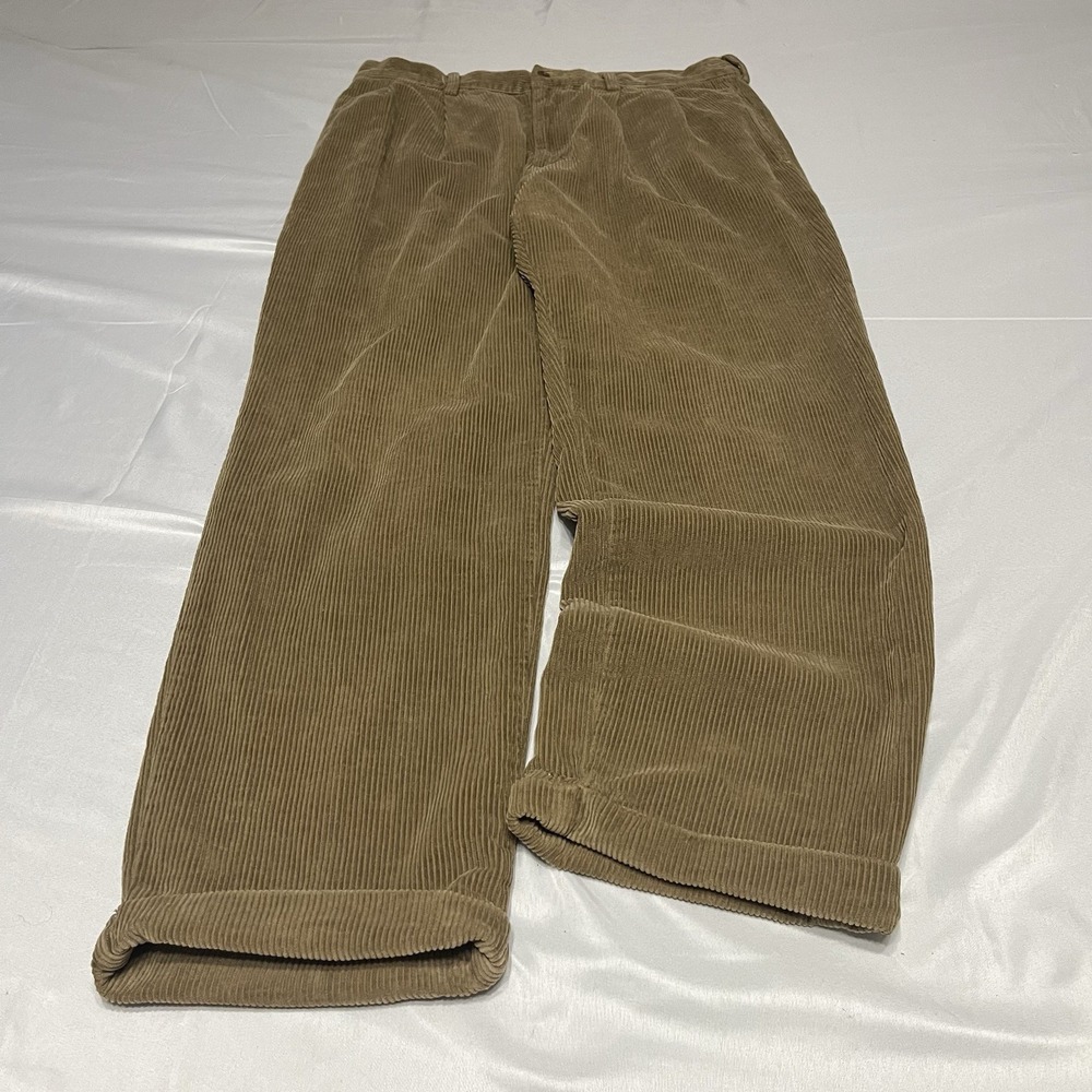 Brooks Brothers Sport Corduroy Pants Fits 32x29 Brown Double Pleated Cotton